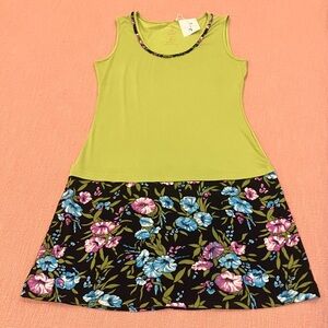 Bamboo organic Green and Black Floral Midi Dress - fair trade UV protective